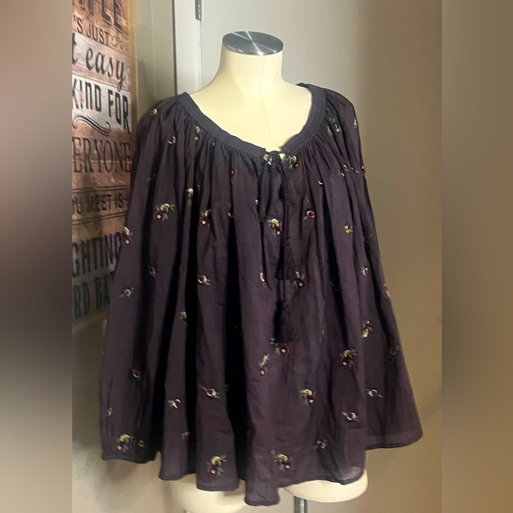 Boho embroidered pheasant blouse by Kyla Seo hand embroidered NWT